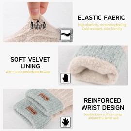 Bodvera Fingerless Gloves for Women Winter Half Finger Gloves Knitted Fingerless Mittens for Typing Driving