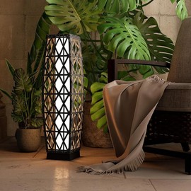 GRAND PATIO Cindy Solar Lamp, Solar-Powered Woven Resin Wicker Floor Lamp - Size: Medium, Quantity: 1PC