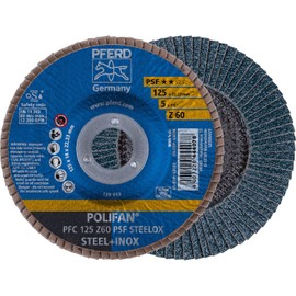 PFERD 63032 5" x 7/8" POLIFAN Flap Disc - Conical PSF Zirconia 60G (10pk)