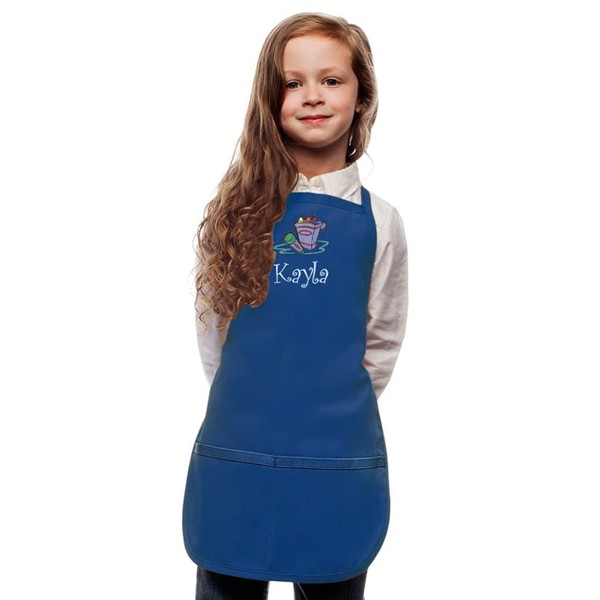 My Little Doc Personalized Royal Blue Kids Art Smock Crayons Embroidery Design, Reg
