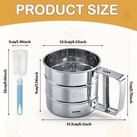 Gigmeta Flour Sifter, Powdered Sugar Shaker, Rustproof Stainless Steel Powdered Sugar Mill, Fine Flour Sieve with One-Hand Operation, Capacity of 250 g