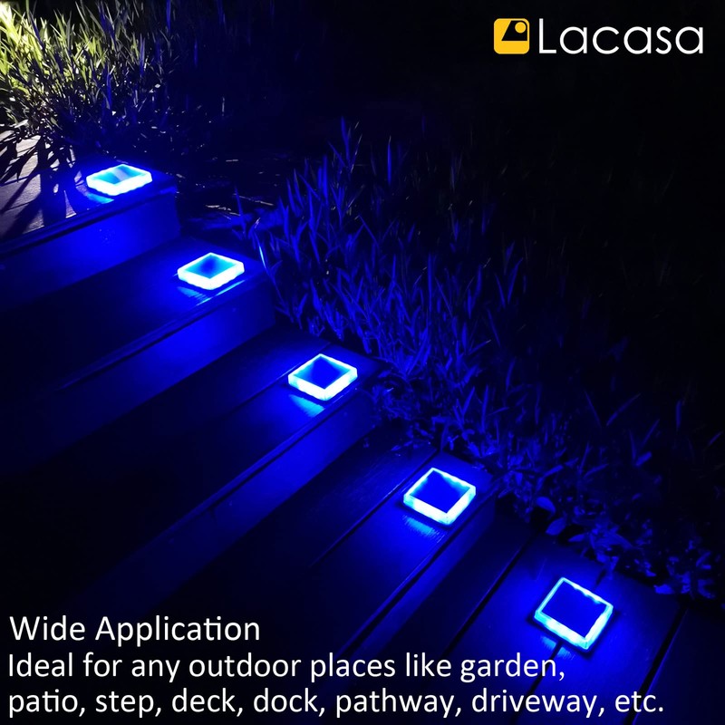Lacasa Blue Solar Deck Lights 4 Pack, Dusk to Dawn