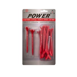 Zero Friction Power 3 Golf Tees, Red, Pack of 20