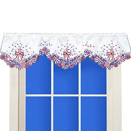 Simhomsen Embroidered Decorative July 4th Holiday Patriotic Window Valance for American Independence Day, Memorial Day and Veterans Day, W 58 × L 14 Inches (July 4th)