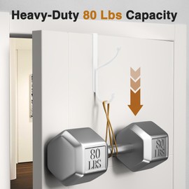 niffgaff Over Door Hook 2-Pack - Heavy Duty Door Hook with Support Pads, No Drilling Required, Anti-Rust Over The Door Hanger, 6.5 Inches Tall, Fits Doors Up to 1.7 Inches Thick, White