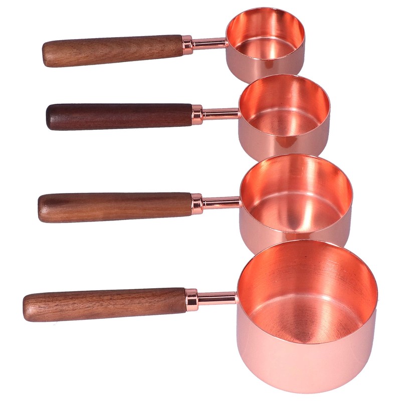 4Pcs Measuring Cups and Spoons Set with Copper Plated Handle