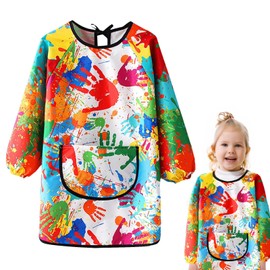 Kids Painting Apron - Waterproof Long Sleeve Art Apron with Pockets for Children, Kids Aprons for Painting, Cooking, and Crafting
