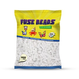 Benny Beads Iron-On Beads, 1500 Pieces, Midi Size 5 mm, Creative Craft Accessories, DIY Fuse Beads (White)