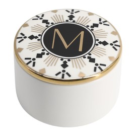 COLLECTIVE HOME - Monogram Jewelry Box, Bohemian Ceramic Trinket Box, Storage for Necklace Ring Bracelet Keys, Birthday Mother's Day Christmas Gift for Women, 3.25" x 2.5" (M)