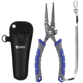 Booms Fishing XW12 Fishing Pliers, High Carbon Steel, Needle Remover, Hook Remover, Split Ring Opener, Weight Crimper with Lanyard and Dedicated Nylon Case (8.5 inch)