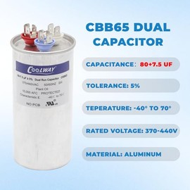 80/7.5 uF 80+7.5 MFD ±5% 370V o 440V condensador de arranque de doble ejecución para CA 80 7.5 CBB65r CBB65b y 370 440 VCA condensador de aire acondicionado para arranque de motor o bomba de calor