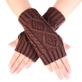 Novawo Women's Hand Crochet Winter Warm Fingerless Arm Warmers Gloves