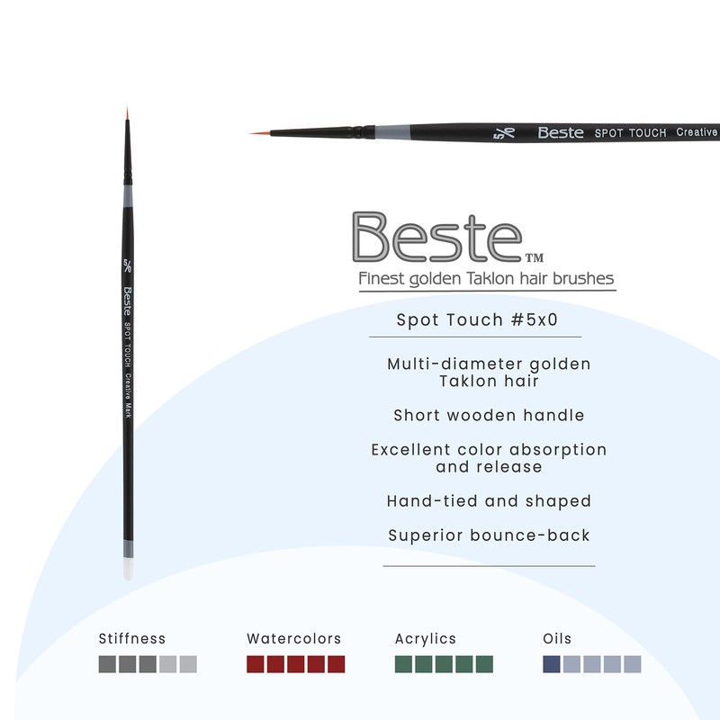 Creative Mark Beste Golden Taklon Spot Touch #1-2 Pack Artist