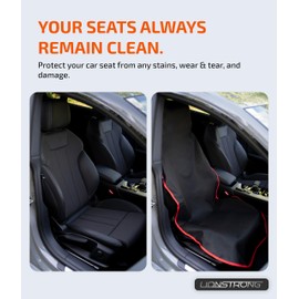 LIONSTRONG® Car Seat Covers for Cars [Waterproof] - Waterproof Seat Covers After Gym Dirt Resistent - Washable Automotive Seat Covers - Car Sweat Towel Seat Cover - Universal - Polyester Red