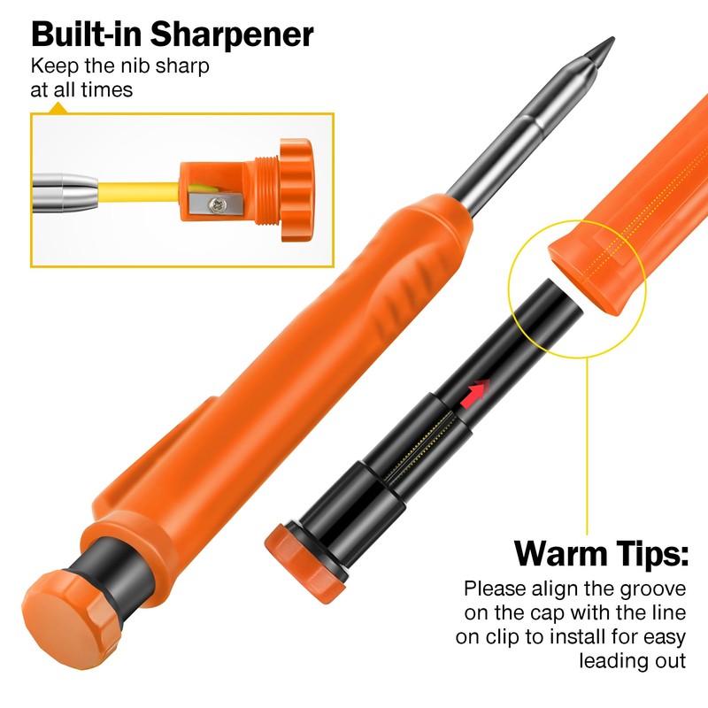 Hiboom 2 Pack Solid Carpenter Pencils with Pencil Cap and