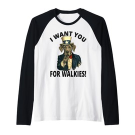 Great Dane I Want You For Walkies! Uncle Sam Dog Walking Raglan Baseball Tee