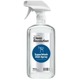 Clean Revolution Dish Spray, Powerful Formula Cuts Through Grease, Compatible with Dawn Powerwash Sprayers and Foamers, Fragrance Free, 18 Fl Oz - Made in USA