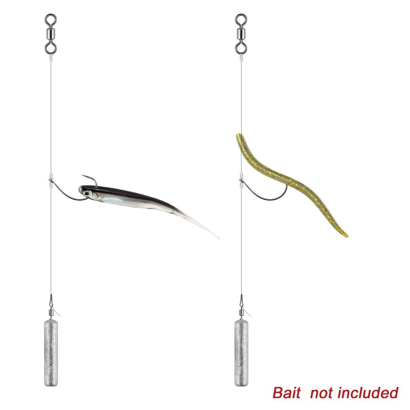 Dr.Fish 10 Pack Drop Shot Rig/Texas Rig with Rolling Barrel