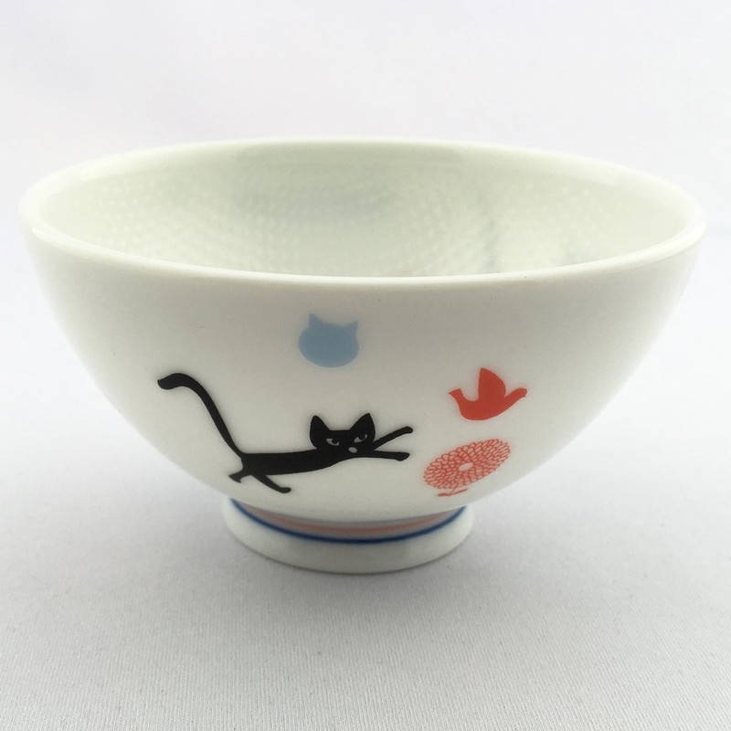 Ogura Pottery tubutubu Rice Bowl Small Cat's Café 77091