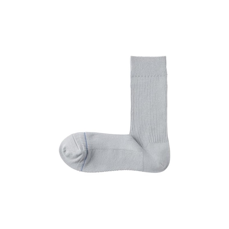Muji Men's Socks, Right Angle, Smooth Cotton Socks, light silver