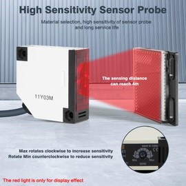 Jadeshay Photoelectric Sensor Switch, Photoelectric Beam Sensor E3JK-R4M1 Reflector Light Barrier AC 90-250V 3A Sensor for Photoelectric Barrier E3JK-R4M1 Induction Distance 4M