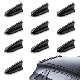 Arwrilt 10 PCS Automotive Shark Fin Antenna Kit, Rear Bumper Bumper Splitter, Automotive Universal Stick-on Spoiler Roof Air Vortex Decorative Antenna (Black)