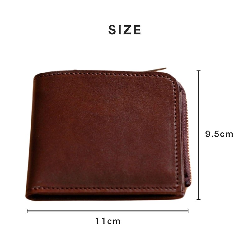 Tochigi Leather Bifold Wallet with L-Shaped Zipper, Made in Japan,