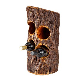 THY COLLECTIBLES Natural Handcarved Tree Stump Wood Wine Bottle Holder Natural Edge Bottle Display Rack for Tabletop, Restaurants, Rustic Farmhouse Home Decor (4 Bottles)