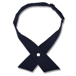 Cross Bow Tie for Girls Uniform - Navy Blue Pre-Tied Adjustable Criss Cross Necktie - School Accessories