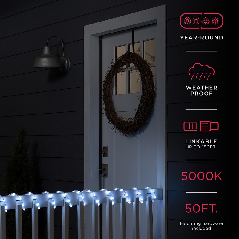 UltraPro LED Rope Lights, 50ft Classic Clear Rope, Cool White
