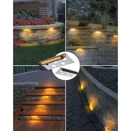 8-Pack 7 Inch LED Hardscape Lighting, Paver Lights Retaining Wall Lights, IP68 Waterproof, Low Voltage 12-36V AC/DC landscape lighting Outdoor Step Lights, 2700K Warm White, 40,000 Hours Lifespan