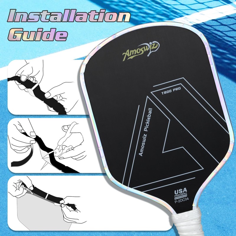 Amoswiz Pickleball Edge Guard Tape, Laser Silver Pickleball Protection Tapes