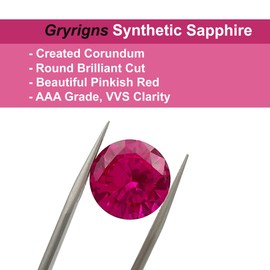 Gryrigns Round Brilliant Loose Synthetic Pink Sapphire Stone Pinkish Corundum Gemstone Machine-Cut Faceted 3A VVS (4cts, 10mm, 1Pcs)