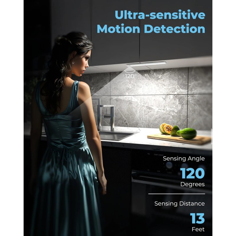 ASOKO Under Cabinet Lights Motion Sensor USB-C Rechargeable LED Closet