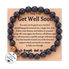 Get Well Soon Gifts for Women Inspirational Gifts Blessing Bracelets for Teen Girls Wellness Gifts for Women（Black）