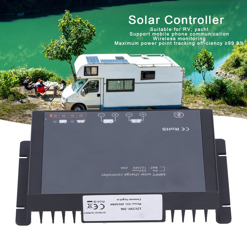 Solar Controller MPPT Regulator Auto Tracking Focus Waterproof with Bluetooth