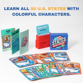 States Explorer – USA State Flashcards for Kids Ages 6+ | 50 United States Cards with Fun Facts, Capitals, Maps & Characters | Educational Geography Game | Perfect for Homeschool, Classroom & Travel