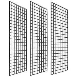 Only Garment Racks #1900B (Box of 3) Grid Panel for Retail Display - Perfect Metal Grid for Any Retail Display, 2'x 6', 3 Grids Per Carton (Black Finish)