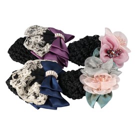 4Pcs/set Silk Flower Hair Clip,Women Hair Bun Cover Barrette Hair Clip Snood Hairnet for Women Girls Hair Accessories