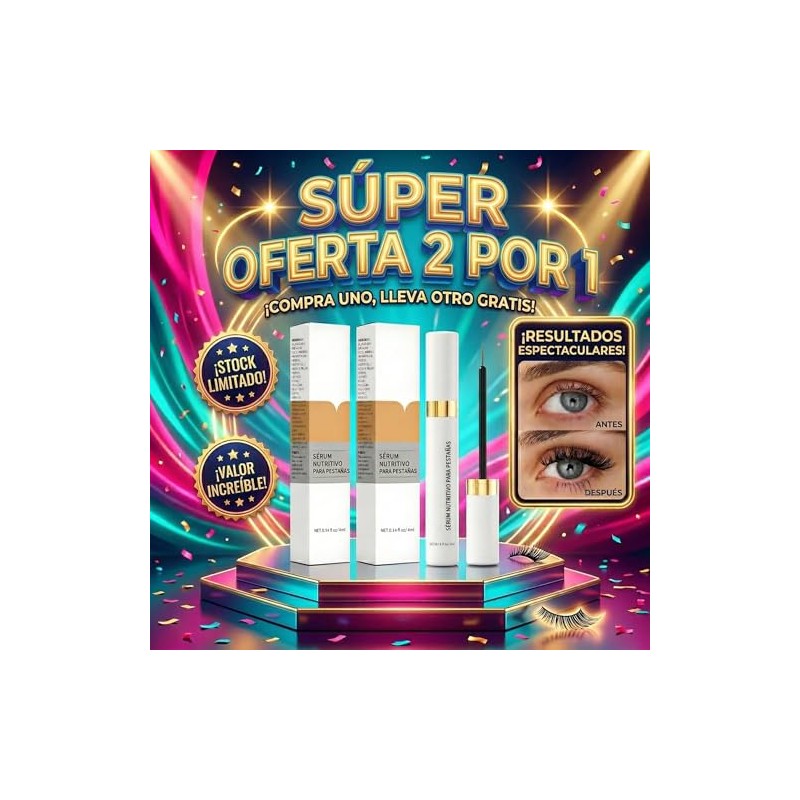 2x1 Cuidado Facial Serum Fortalecedor Crecimiento Pestañas Lash Alargar y