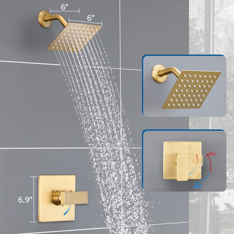 Esnbia Shower Kit, Shower Faucet Set（Valve Included) with 6-Inch Rain