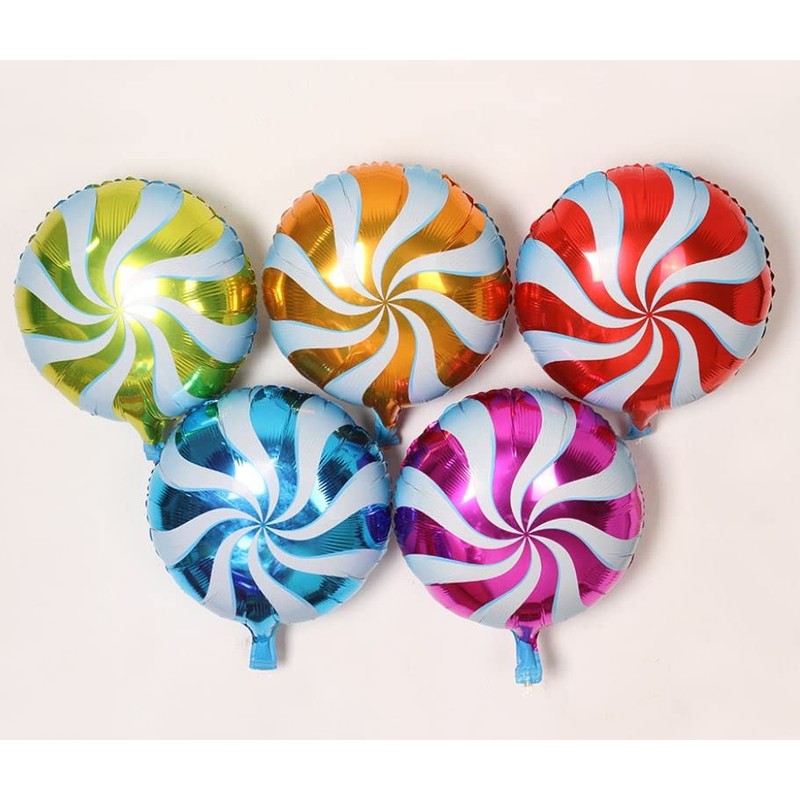 Happium - 18" Round Candy Lollipop Balloons, Pack of 5,