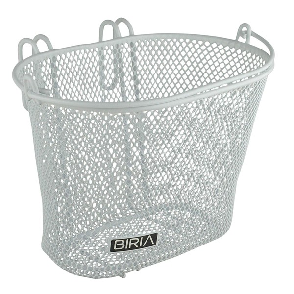 BIRIA Basket with Hooks White, Front, Removable, Wire mesh Small, Kids Bicycle Basket, White