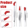 3 x Tweezers with Rubber Tips, Straight and Curved Tip,