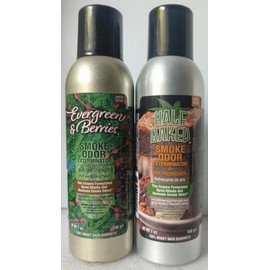 Smoke Odor Exterminator 198 gm/ 7 oz Large Spray Evergreen & Berries Set of Two Cans. Assortment (2) Includes Evergreen & Berries and Half Baked.