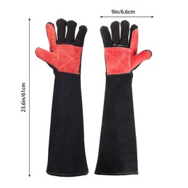 AOWPFVV 23.6 Inches 662℉ Welding Gloves Heat Fire Resistant Leather for Stick,Mig,Tig,Forge,BBQ,Grill,Fireplace,Wood Stove,Furnace,Oven,Pot,Animal Handling Glove