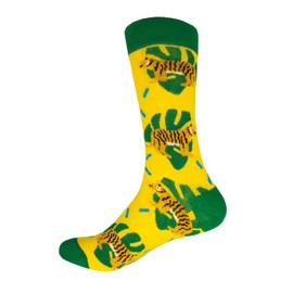 Deluxebase AniSox Large - Tiger from Organic Cotton Animal Print Novelty Socks for Men, Women and Kids that make a great funny gift. UK Size 7.5-11., Yellow, Green, L, Yellow, Green, Large