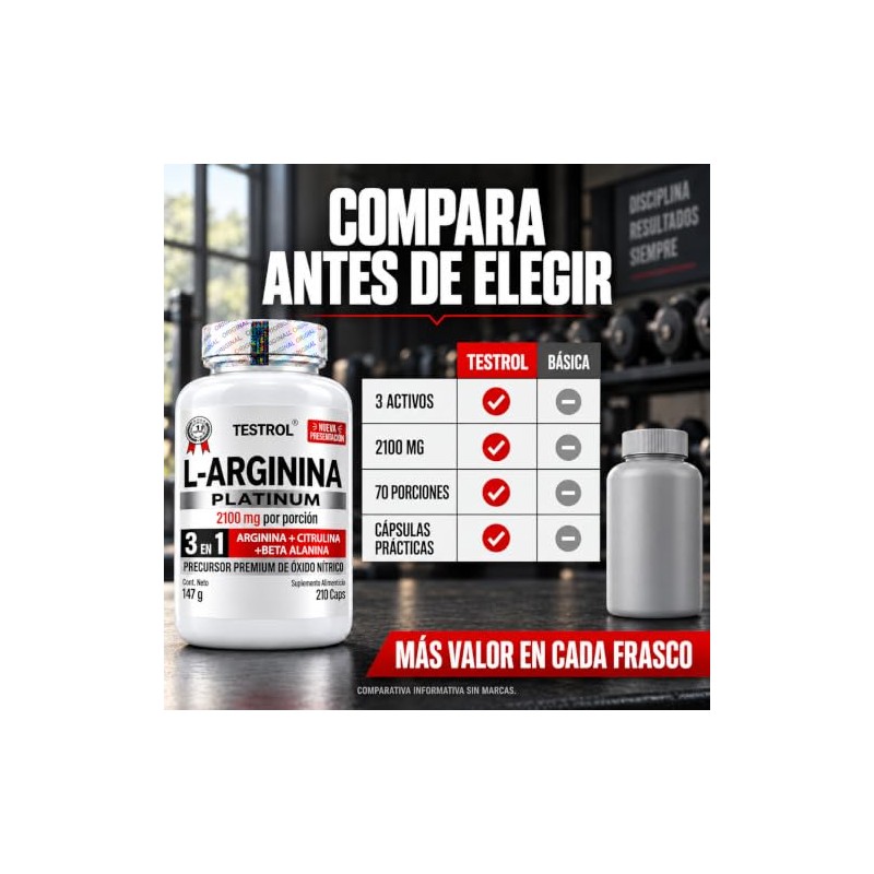 Arginina Platinum 2100mg Por Porción Citrulina Beta Alanina Pre Workout