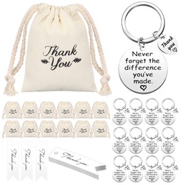 Yinkin Yinkin 36 Pcs Employee Appreciation Gift for Coworker Thank You Gifts Bulk Keychain with Drawstring Bags and Cards(White)
