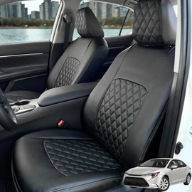 Toyota Corolla Seat Covers 2020-20225 SE, Apex, Night Shade Sedan Custom Fit Full Set Leather Waterproof Airbag Compatible Front Rear Protector Easy Install Car Accessories TURIN - Black/Black/Grey